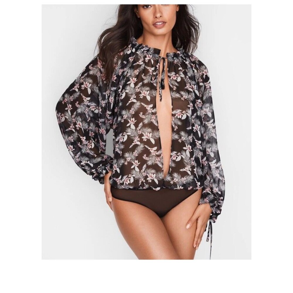 Victoria’s Secret Floral Print Sheer Chiffon‎ Bodysuit